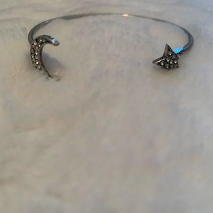 Crescent Moon and Stars Open Bangle